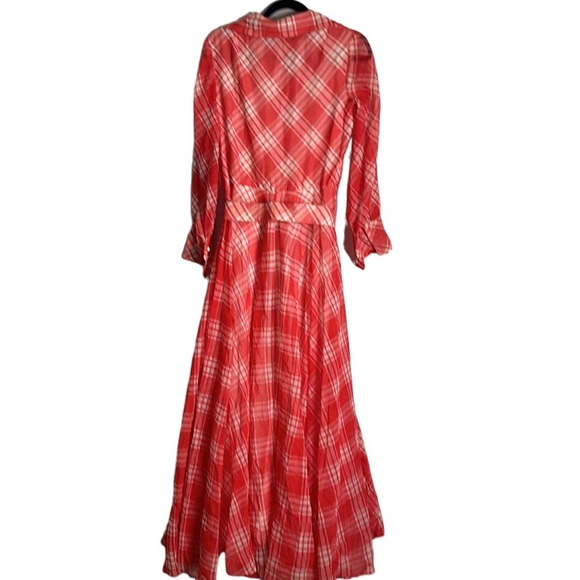 Vantage plaids red and white maxi dress lined In great condition - Picture 4 of 11